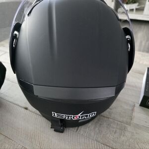 Matte Black Motorcycle Helmet With Bluetooth Communication headset